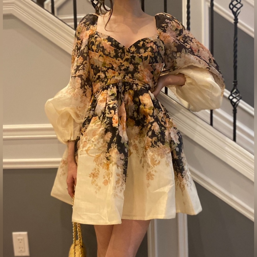 Zimmermann Illustration Pleated Silk-Linen Blend Organza Mini Dress - Picture 9 of 9